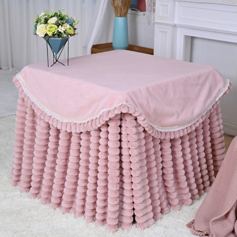 轻奢暖绒绒分片式可拆洗烤火罩电暖炉罩套取暖桌罩茶几烤火被加绒