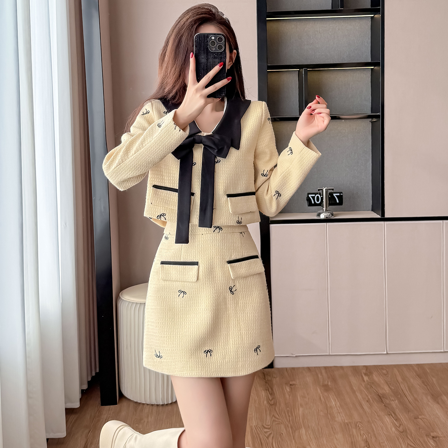 2025秋冬法式减龄气质两件套小个子名媛富家千金小香风套装高级感