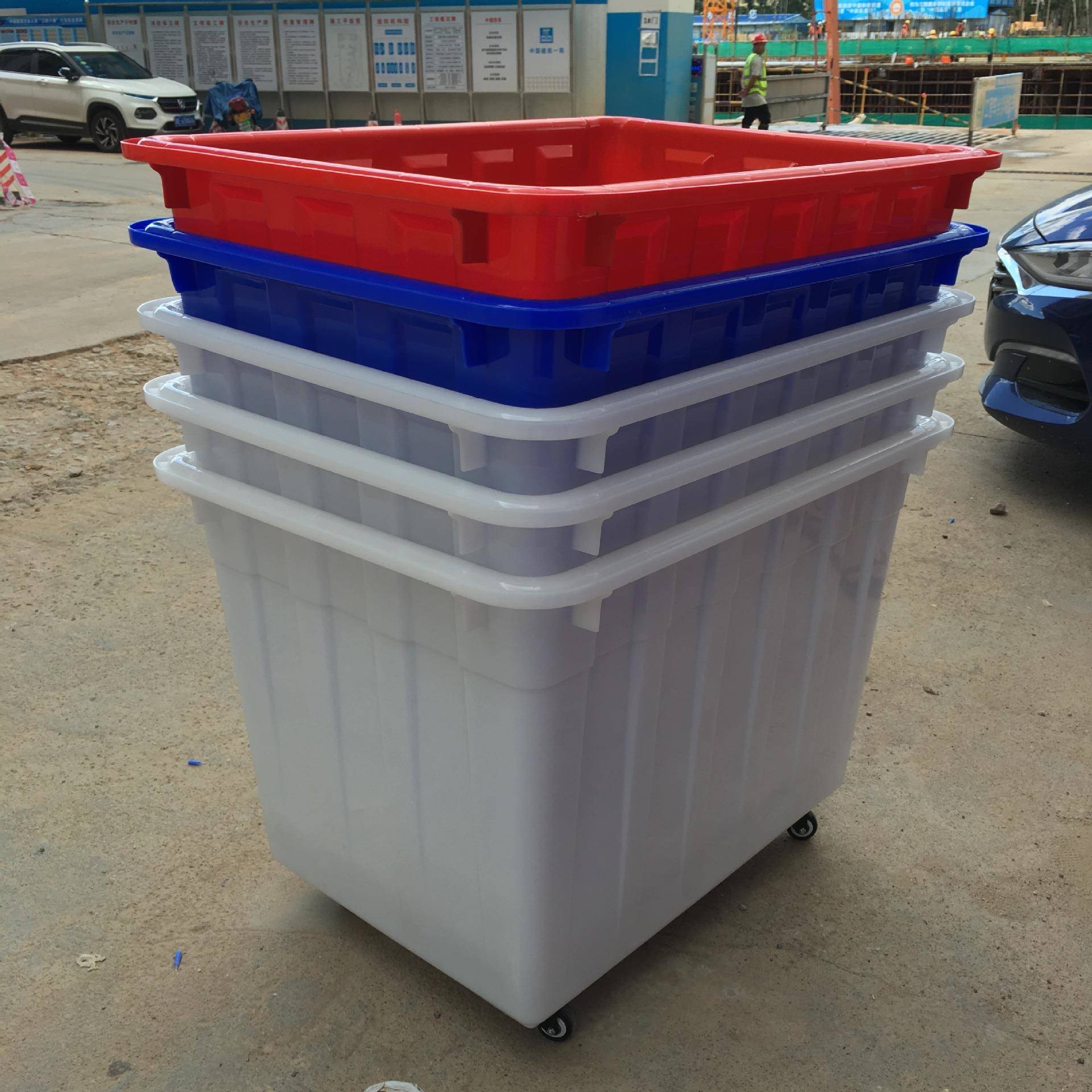 加厚服装厂带轮周转箱400升长方形水箱大号塑料周转筐整理收纳筐
