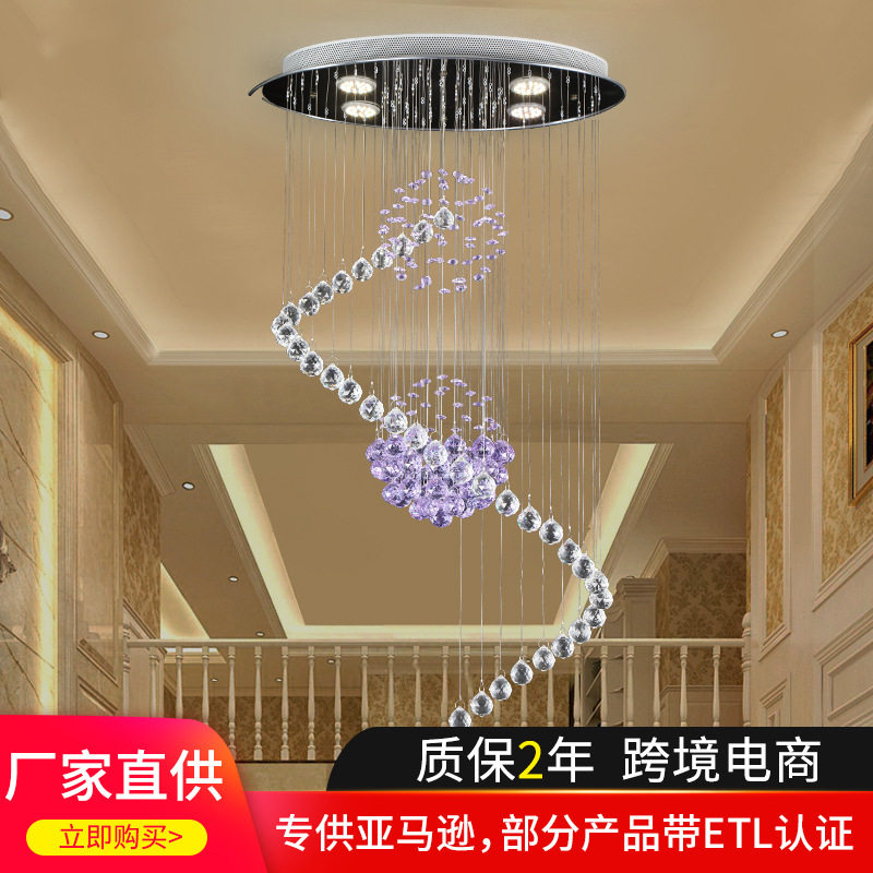 酒店工程水晶大吊灯别墅楼梯长水晶吊灯复式楼客厅水晶灯灯饰