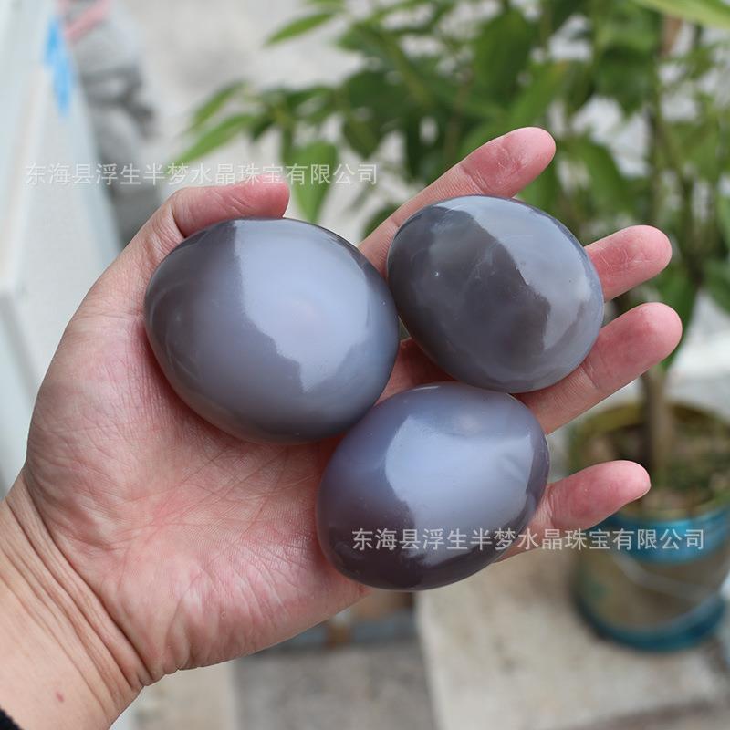 天然抛光水胆玛瑙把玩手把件水胆原石摆件活水胆送礼收藏奇石
