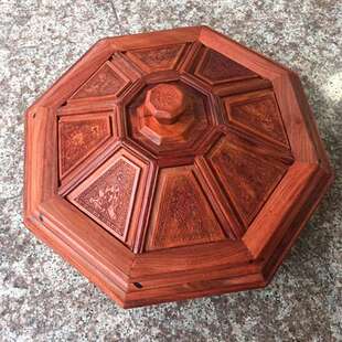 五福八角果盘糖果盒赞比亚血檀九格食盒木雕刻工艺摆件