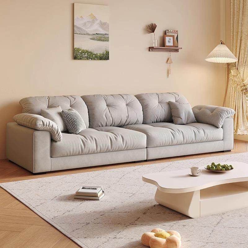 新款奶油风沙发客厅小户型家用简约现代三人直排云朵科技布艺沙发