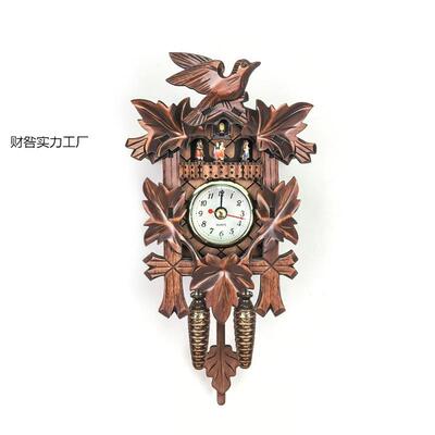 报时木质北欧钟表复古古时时钟咕咕现货闹钟布谷鸟客厅挂