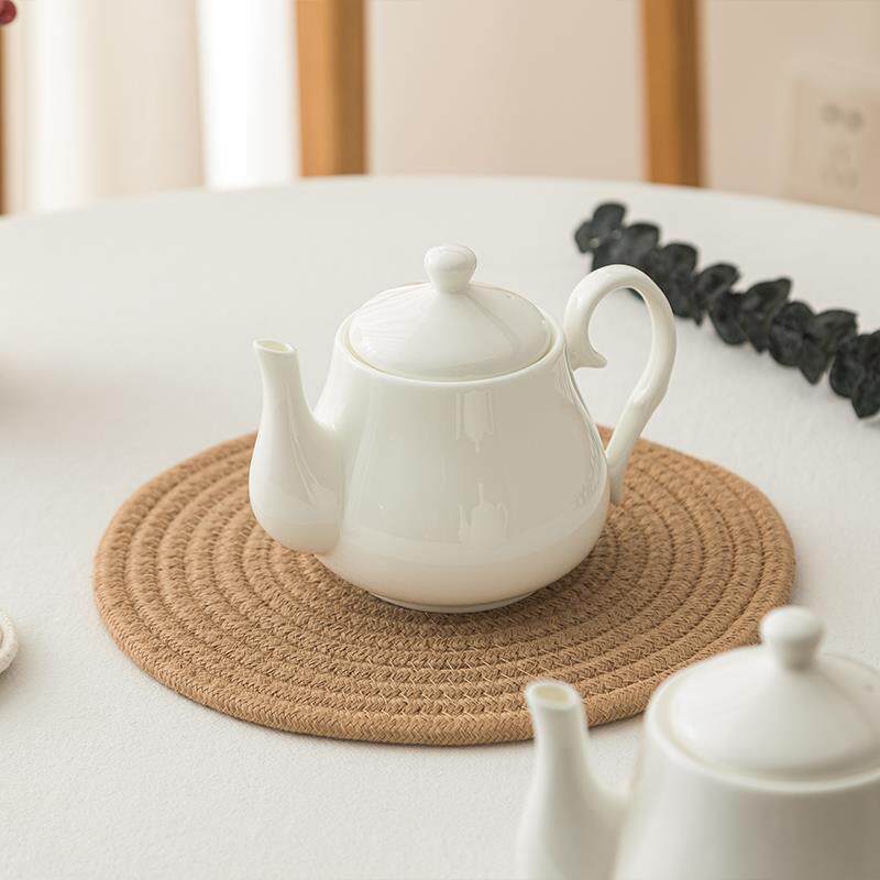 纯白陶瓷骨质瓷大号高温泡茶壶过滤冷水壶咖啡壶家用茶壶茶具瓷器