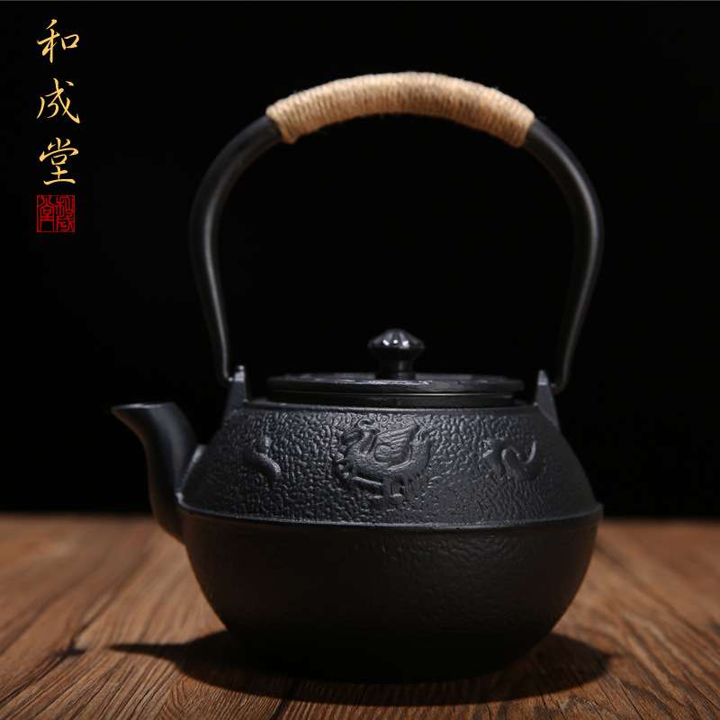 朱雀铁壶 无涂层烧水壶 铸铁茶壶套装 南部铁器京都铁瓶
