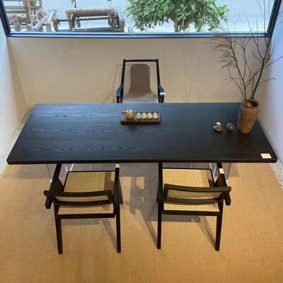 茶白蜡木碳板黑色木板实实木餐桌桌茶台桌面板木板原木AUF大板桌