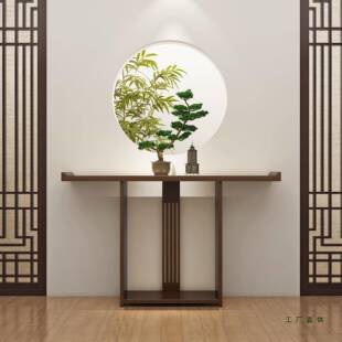 新中式条仿案实木ZLB玄关桌禅意现代玄关条台几古靠走廊墙装饰端