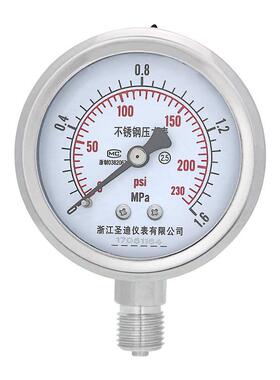 Y60B液F耐酸碱腐蚀耐XOB*高温压水压压2分3分M141.5不锈油钢压力