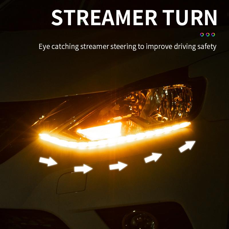 汽车led日行灯泪眼导光条流水跑马转向灯日间行车灯貨車改裝灯24V