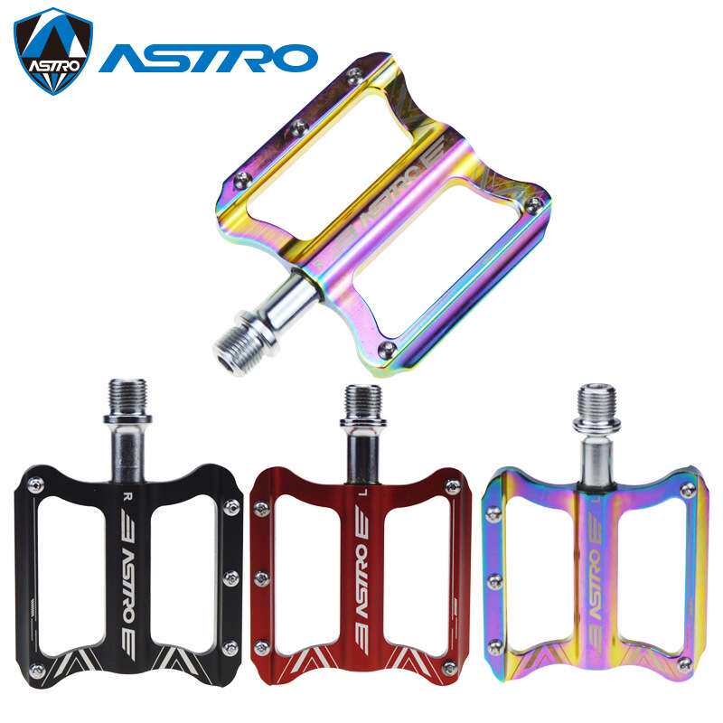 Astro电镀炫彩自行车脚踏板铝合金山地折叠脚蹬子DU轴承通用脚踩