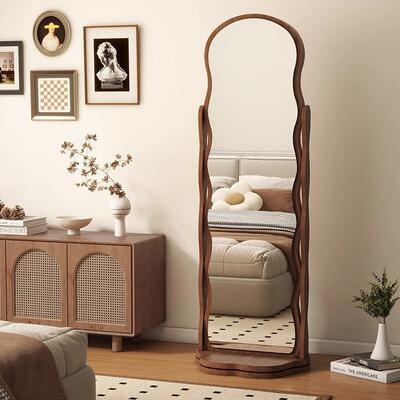 转洞洞板穿衣女衣帽架一体全身镜高镜级感旋落地QBR镜生家用试衣