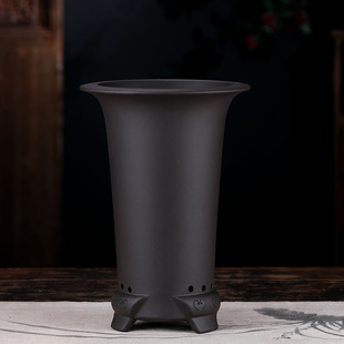 束腰紫砂兰花盆宜兴精品陶瓷大圆高号墨J蕙春建寒兰专用盆室内素