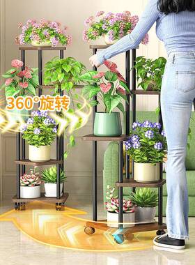 架子厅落地式室内客带轮艺置物架铁电视柜旁盆栽花架置YDL-ZWDH物