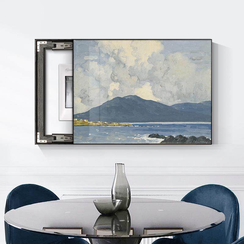 现代简约电表箱装饰画遮挡配电箱弱电源总开关挂画推拉翻盖壁画