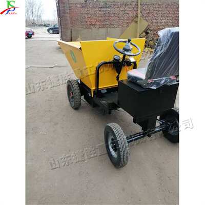 工程电动四轮翻斗车 建筑砂浆运输小推车 四轮座驾式拉灰装卸车