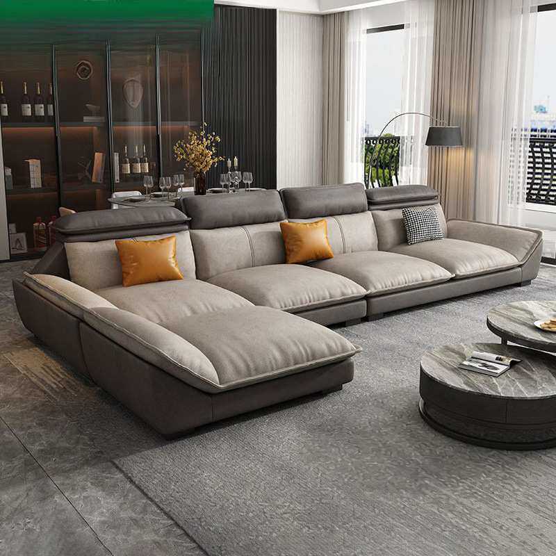 现代简约新款皮艺科技布沙发客厅小户型轻奢北欧直排布艺沙发