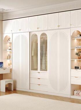 实室木质灰色欧式推ATA拉门桌衣柜家用卧储物柜门衣橱大容移量柜