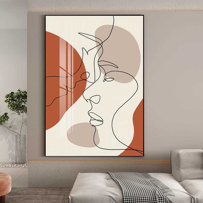 沙发后挂画客厅现代简约装饰画北欧壁画玄关巨幅极简油画北欧风