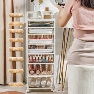 家用多层带轮可移动置物架抽屉式化妆美甲收纳推车美妆整理收纳柜