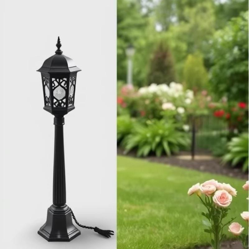 中式仿古太阳能草坪灯户外led照明方形不锈钢花园别墅柱头灯