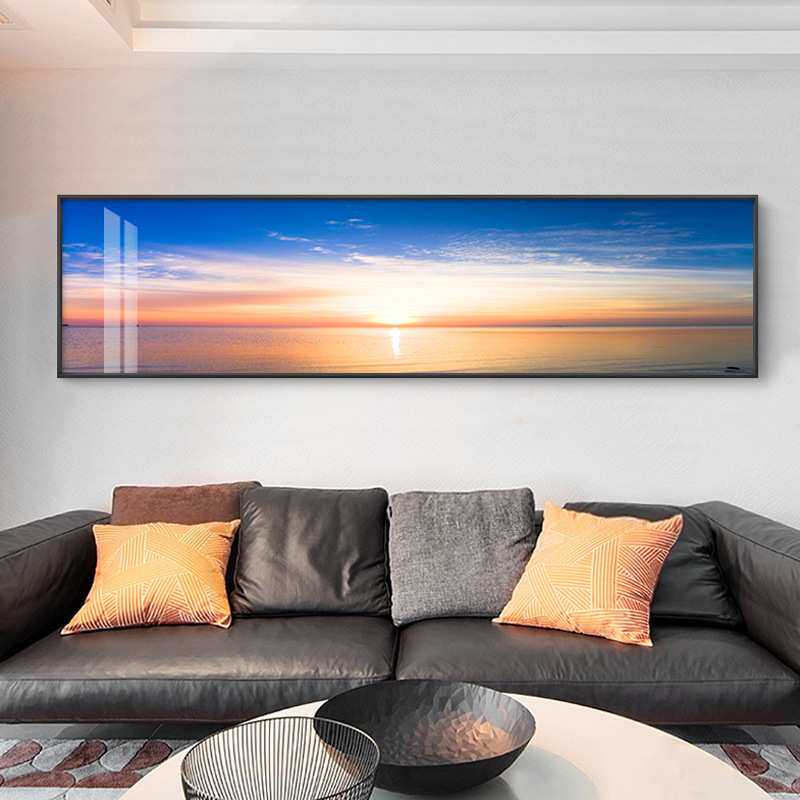现代简约卧室墙面装饰挂画客厅海景画宾馆酒店客房横版床头装饰画
