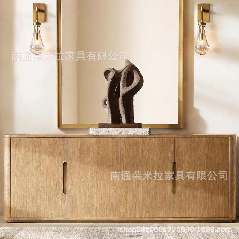 RH美式乡村实木餐边柜现代简约储物双门四门复古靠墙茶水柜家具