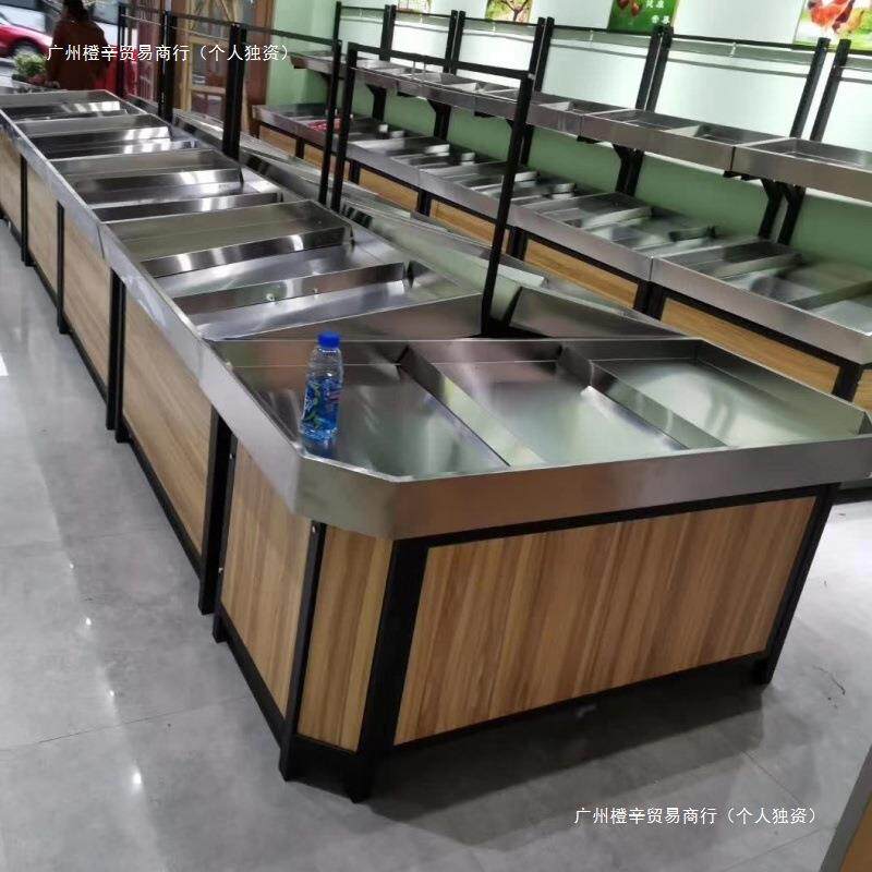 新款柜子款水果架蔬菜架加厚不锈钢超市果蔬架生鲜三层商店货架子
