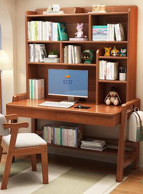 TXP2实木书桌书架可升降一体式儿童学习桌卧室简约家用中小学生写