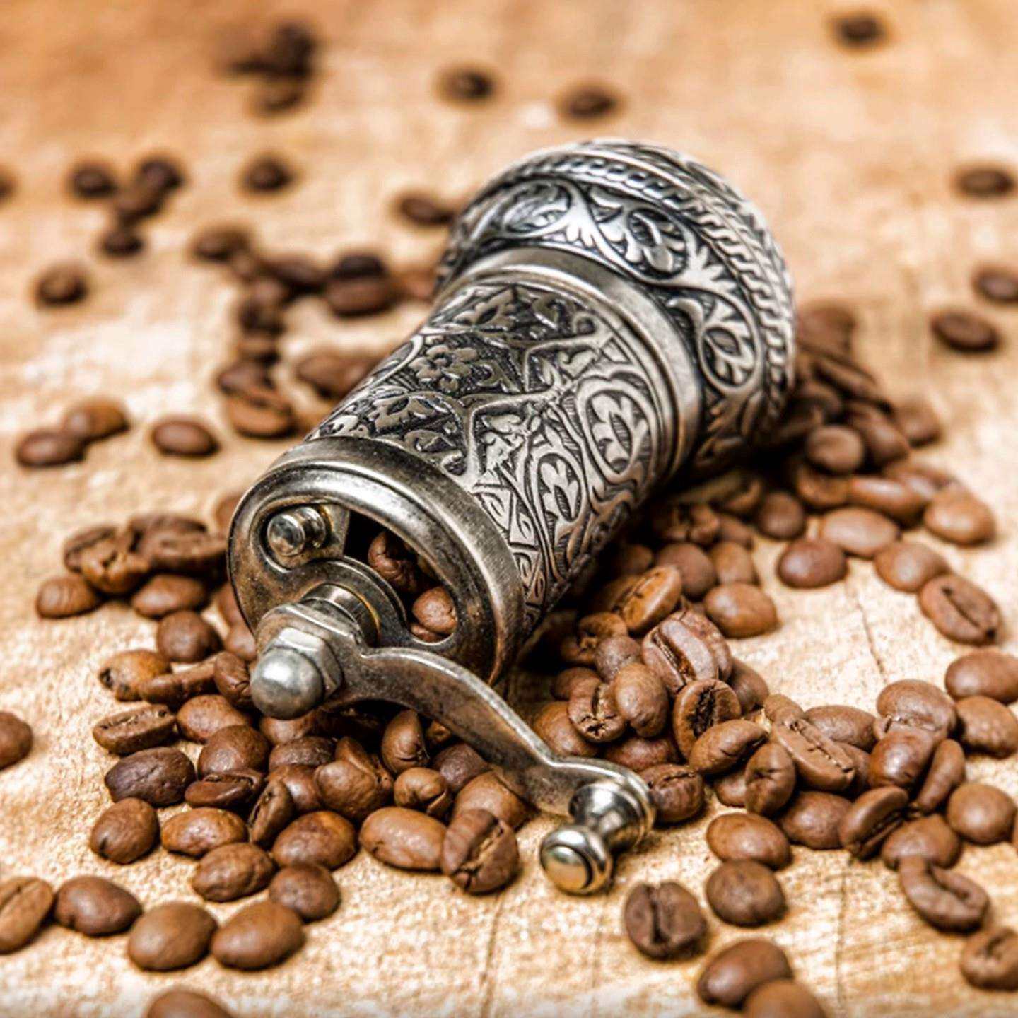 手动磨豆机土耳其进口紫铜家用复古手摇小型粉碎机汤圆馅料咖啡豆