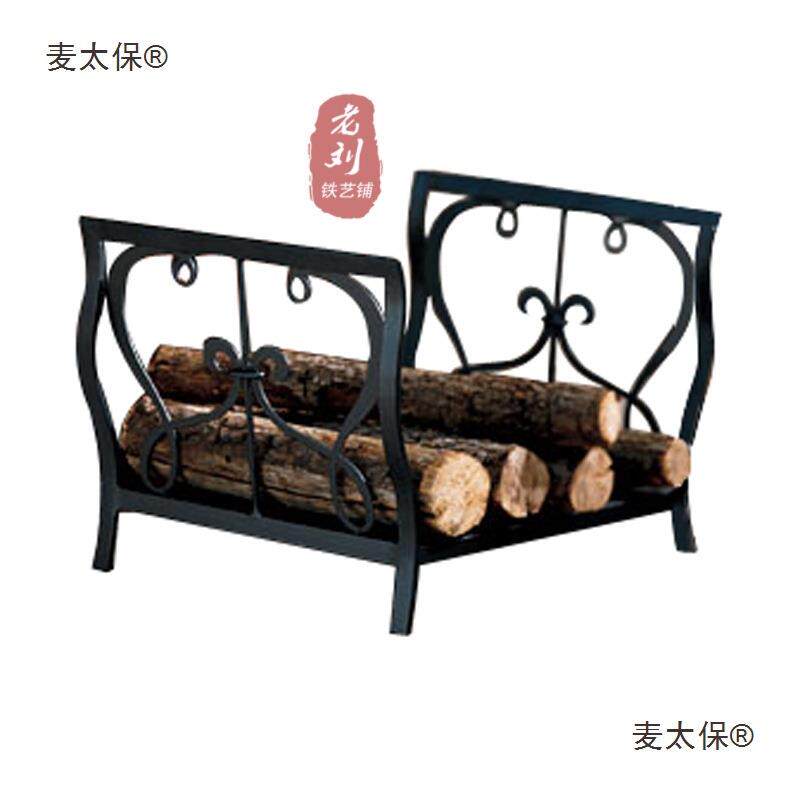 欧式铁艺黑色柴火架木材收纳架落地家用木头置物架木柴隔板麦太保