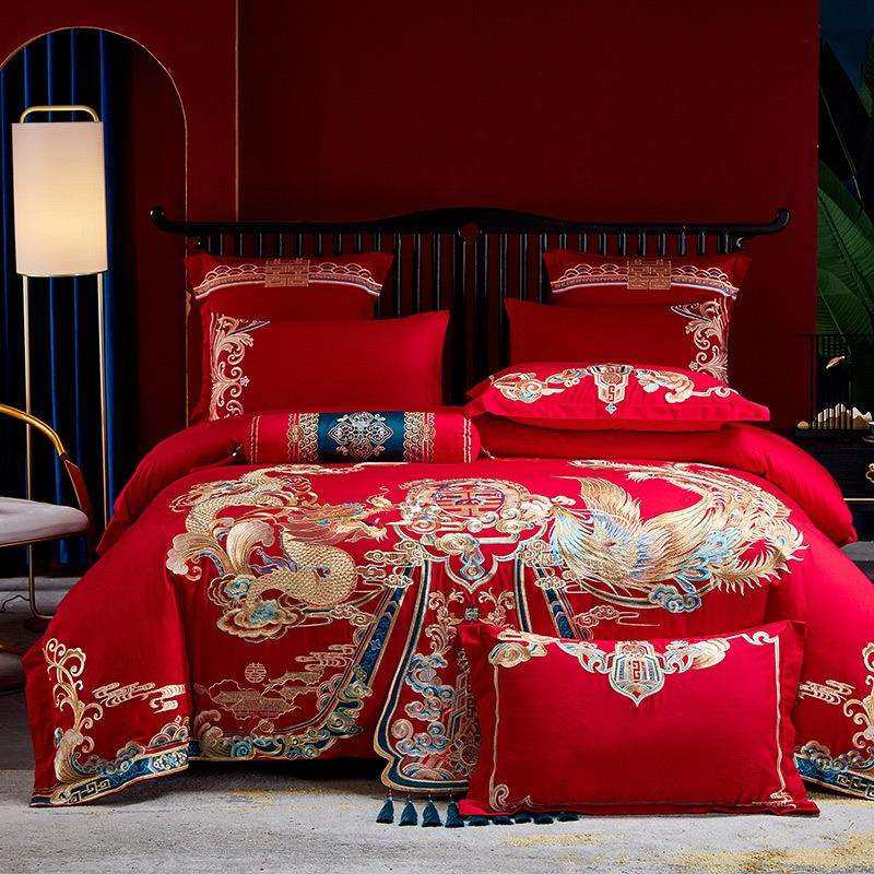 200支贡缎澳棉提花婚庆四件套大红高档轻奢多件套床上四件套用品,电子元器件市场,其它元器件,淘宝优惠券,粉丝福利购,淘宝优惠卷