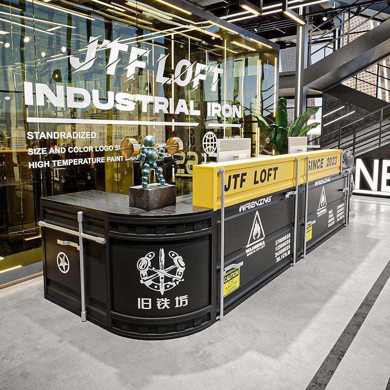 美式铁艺集装箱吧台工业风酒吧前台咖啡厅收银台健身房前台接待台