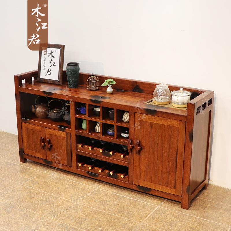 老船木餐边柜侧柜中古实木茶水柜收纳储物酒柜斗柜子入户玄关柜子