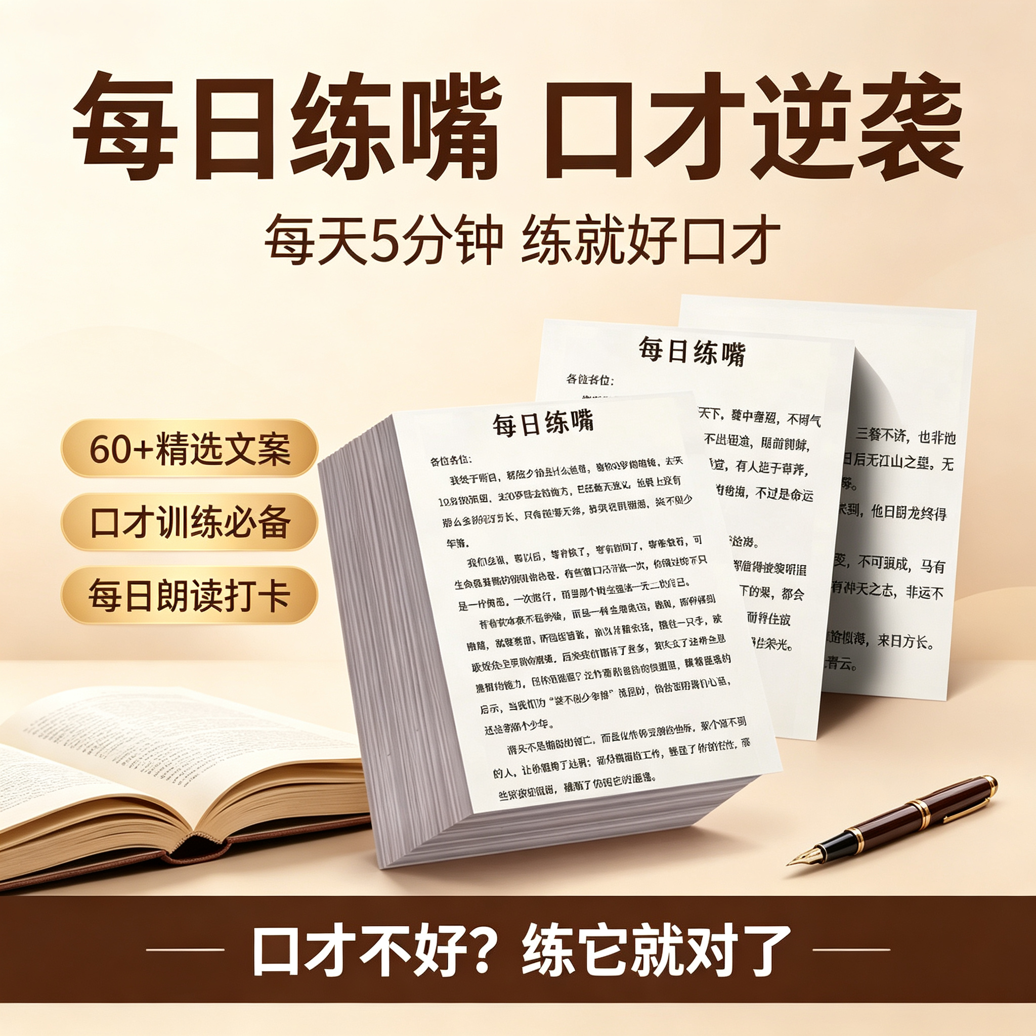 【64张大号】每日必读每日练嘴便签提升口才训练纸签便签口袋本HF