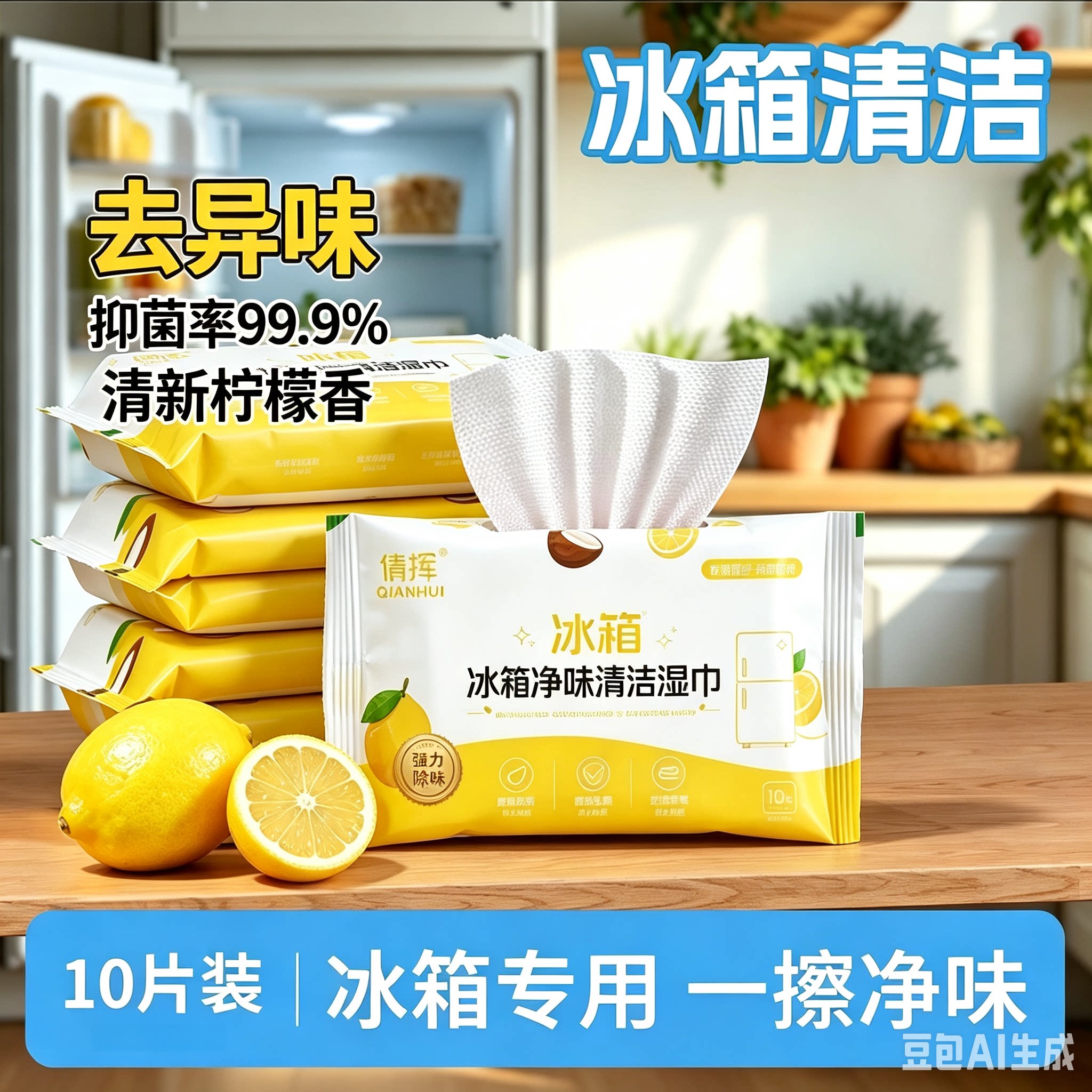 冰箱专用清洁湿巾强效去异味微波炉灶台清洁温和不伤冰箱湿巾WL2