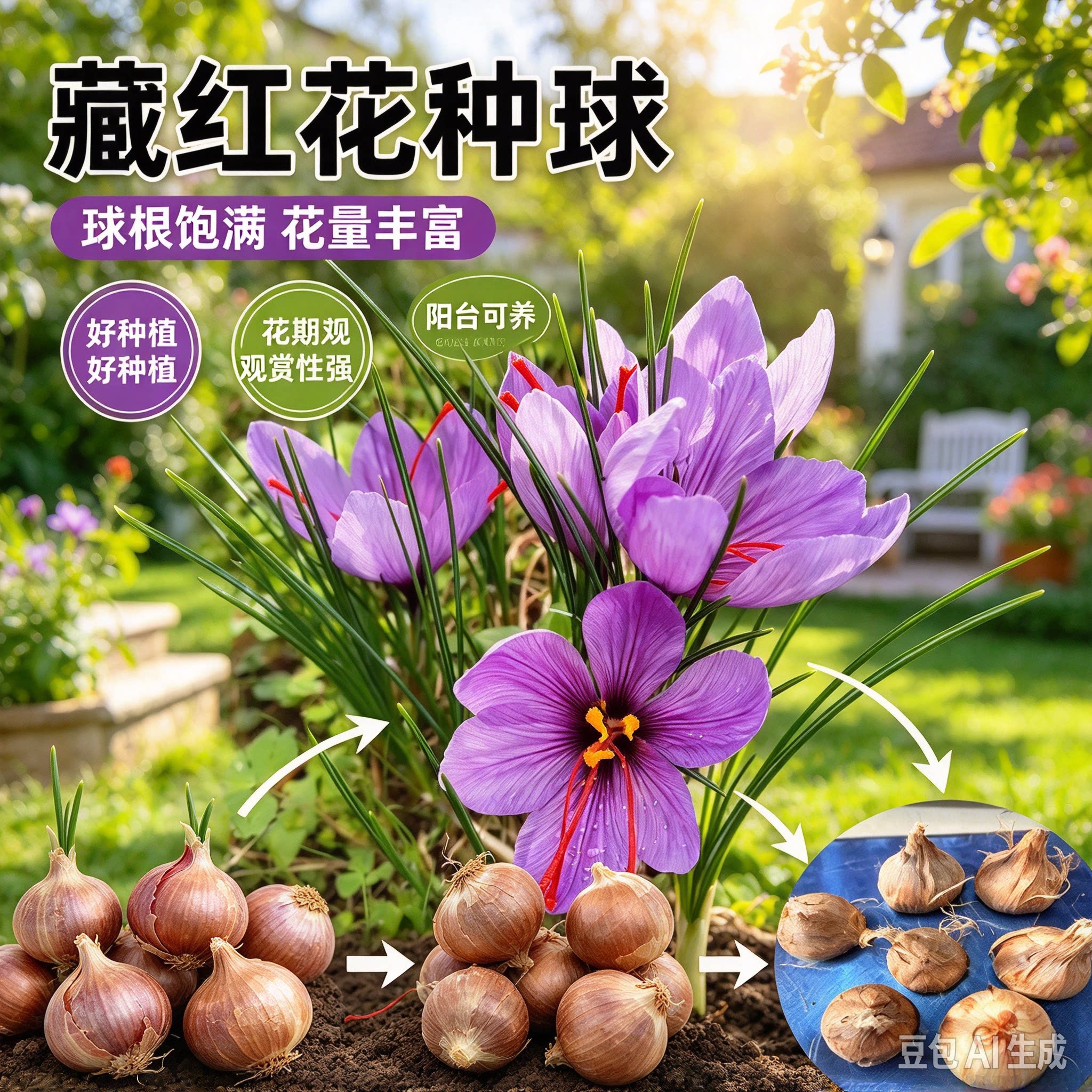 【下单立减50】藏红花种球耐寒耐旱花蕊可食用可泡脚花卉种球XZ
