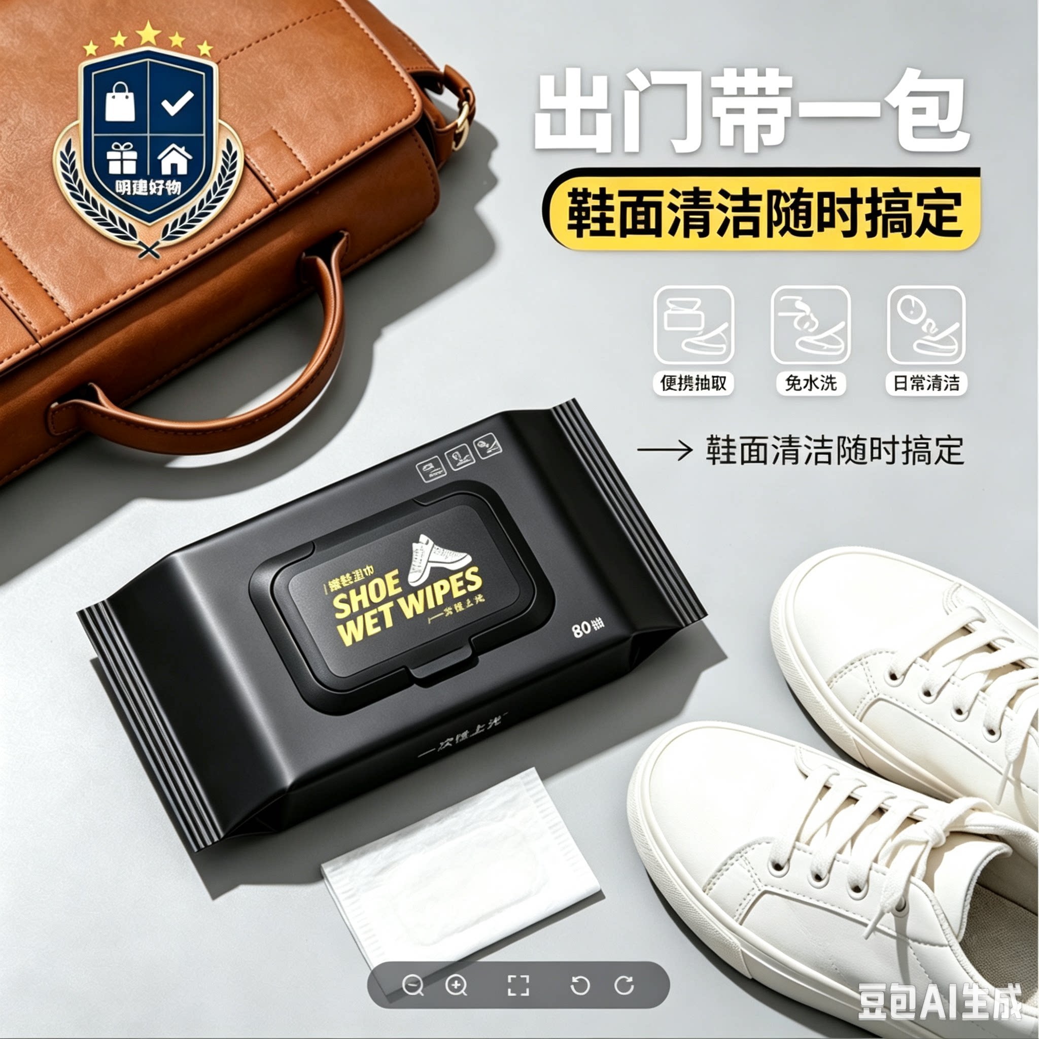 【下单立减50】小白鞋擦鞋湿巾免水洗去污清洁便携家用清洗HN