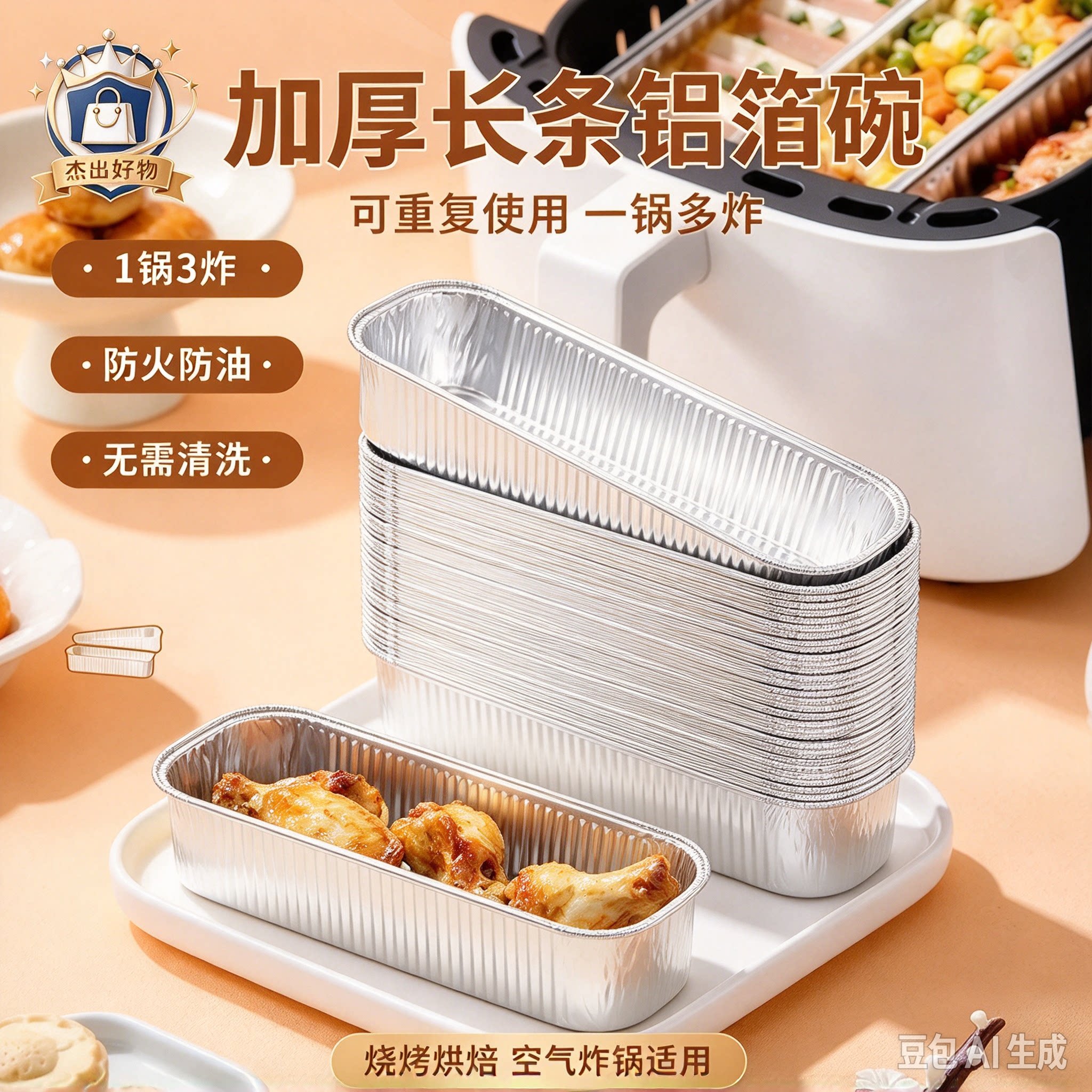 空气炸锅专用锡纸盒家用烤箱蛋糕烘焙模具芝士焗红薯铝箔碗HF2