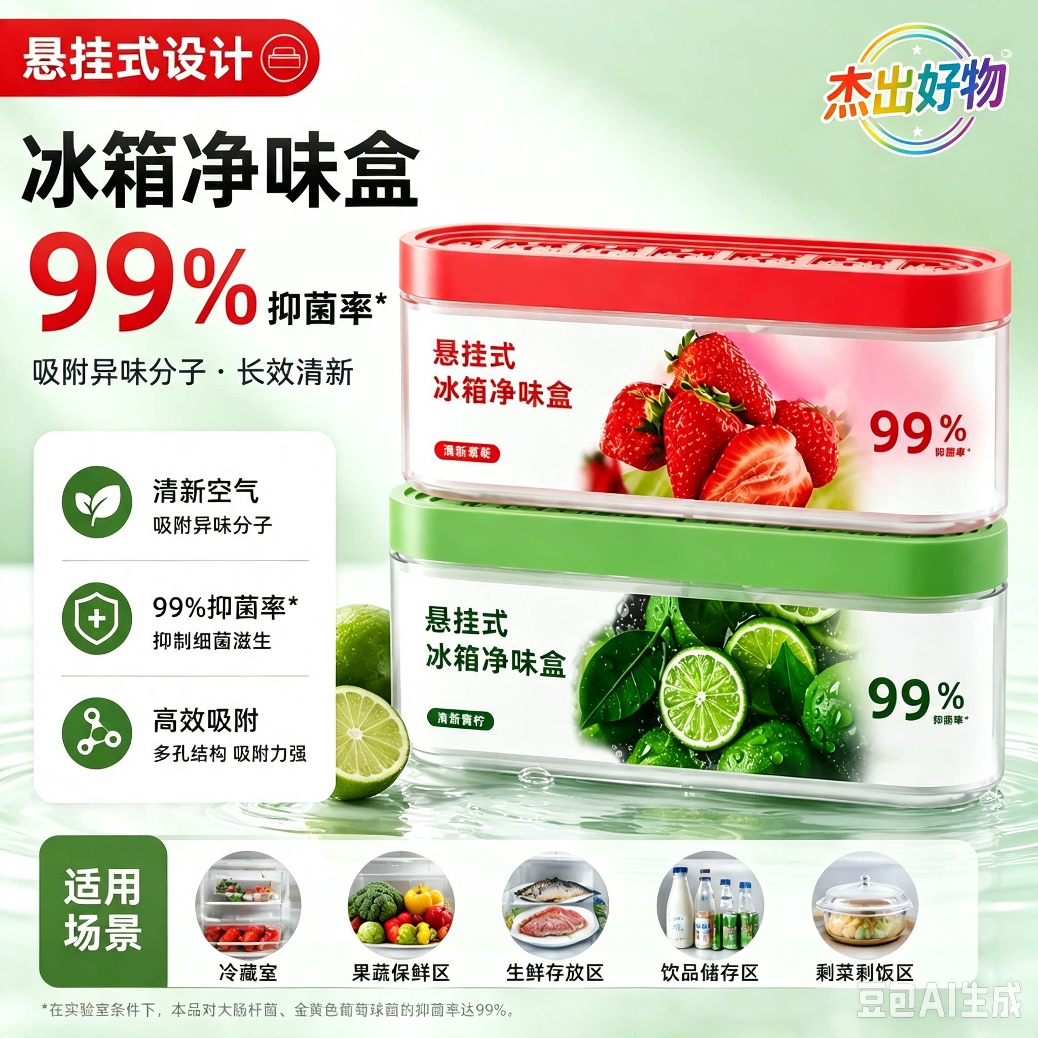 【除味抑菌】冰箱除味盒升级悬挂款祛味防串味除抑菌去异味净化HF