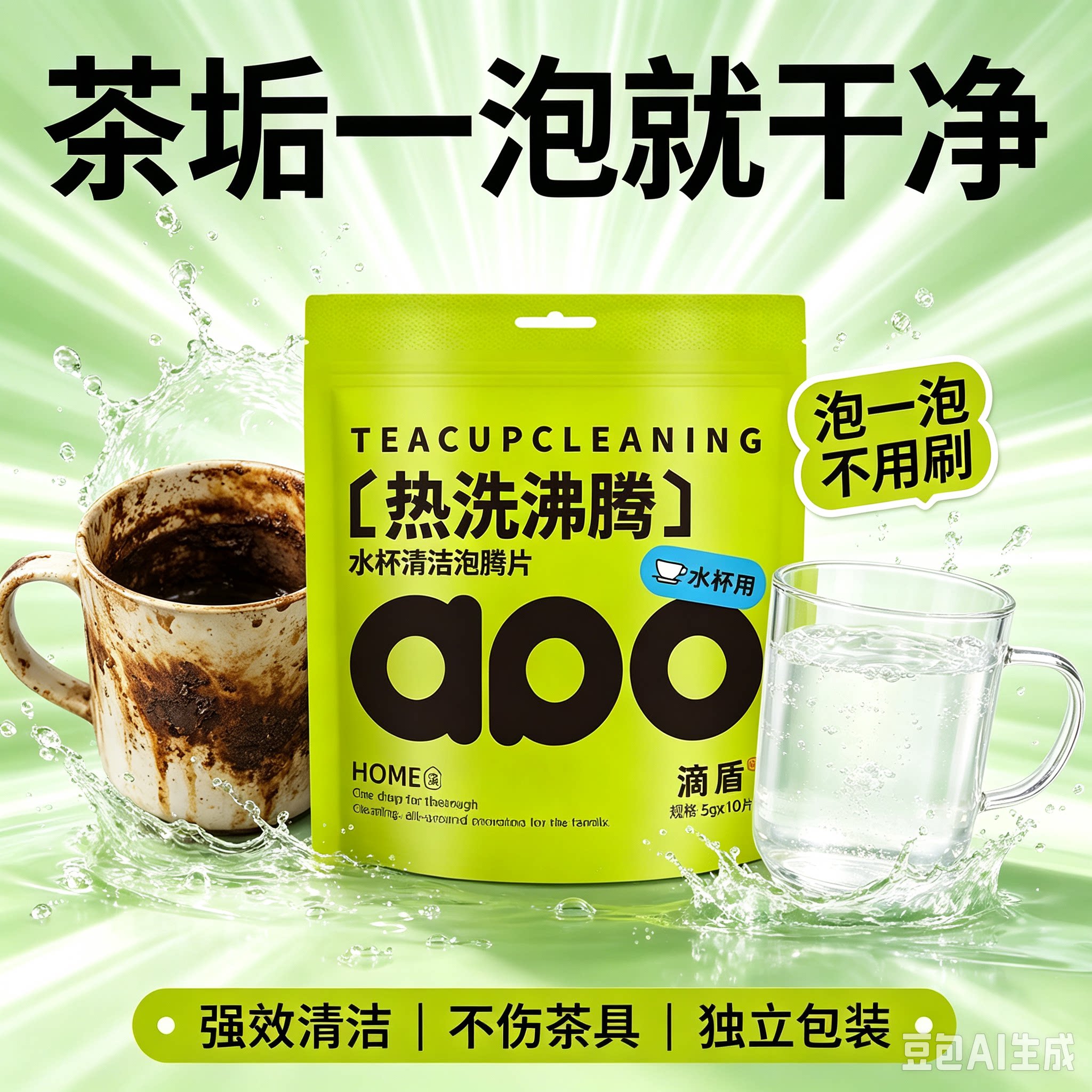 水杯清洁泡腾片非柠檬酸除垢剂茶垢清洁剂洗杯子去污清洗剂XZ