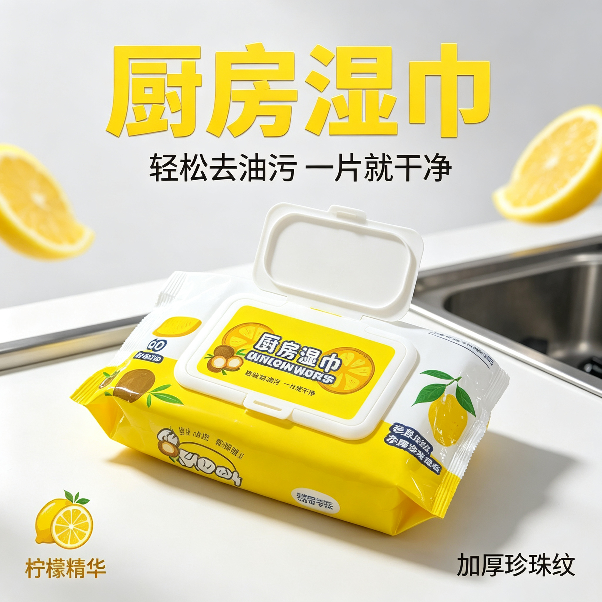 厨房湿巾强力去油去污家用去油污擦油烟机专用清洁湿纸巾WL