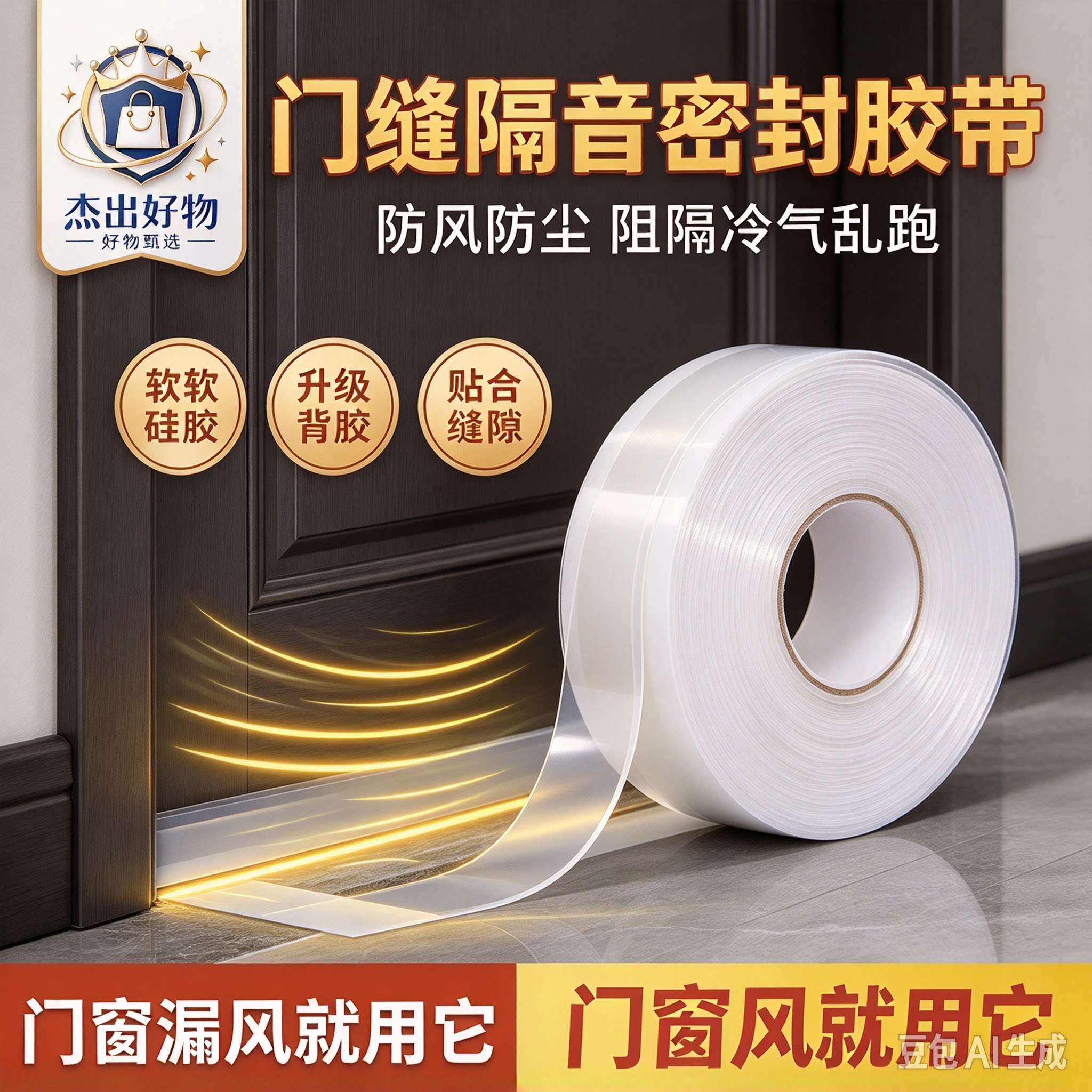 防护材料门缝隔音密封胶带防风防尘挡风软硅胶密封胶带HF2