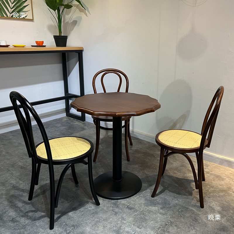 港式茶餐厅复古咖啡店桌椅组合商用小吃甜品烘焙奶茶店酒吧方圆桌