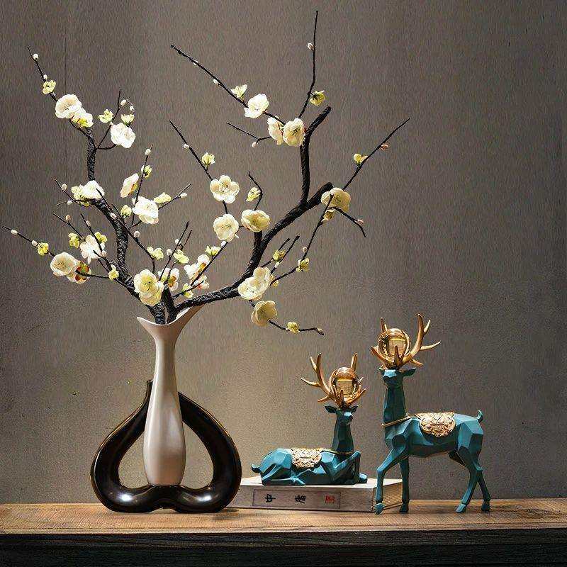 新中式陶瓷花瓶小鹿摆件假花装饰客厅电视柜酒柜餐桌轻奢工艺摆设,电子元器件市场,其它元器件,淘宝优惠券,粉丝福利购,淘宝优惠卷