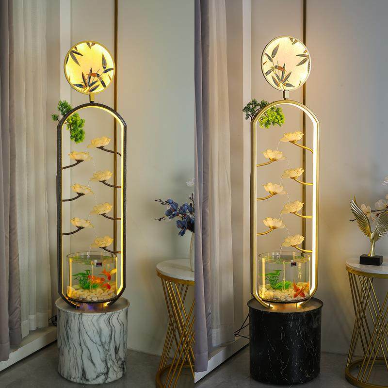 中式流水摆件生财客厅落地电视柜旁办公室玄关装饰品铁艺玻璃鱼缸,玩具/童车/益智/积木/模型,毛绒/玩偶/公仔/布艺类玩具,淘宝优惠券,粉丝福利购,淘宝优惠卷