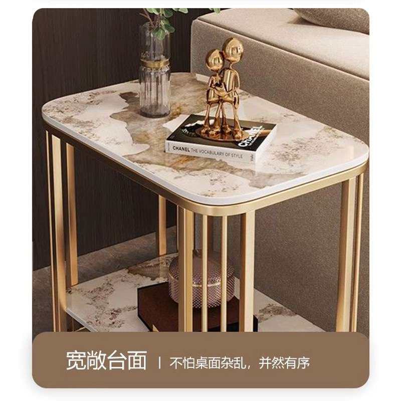 意式岩板小方桌极简轻奢现代简约客厅茶几沙发边柜家用超窄角边几