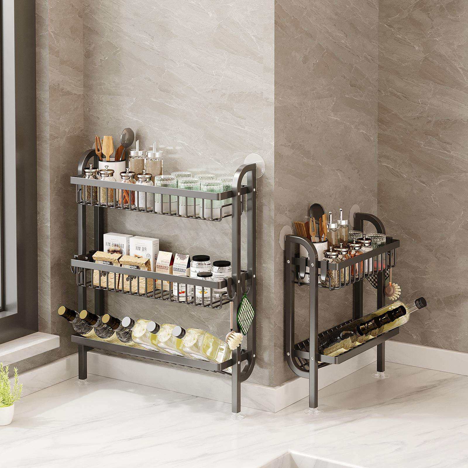 调料置物架窄款厨房调料架子台面上墙小型油盐酱醋调味料品收纳架