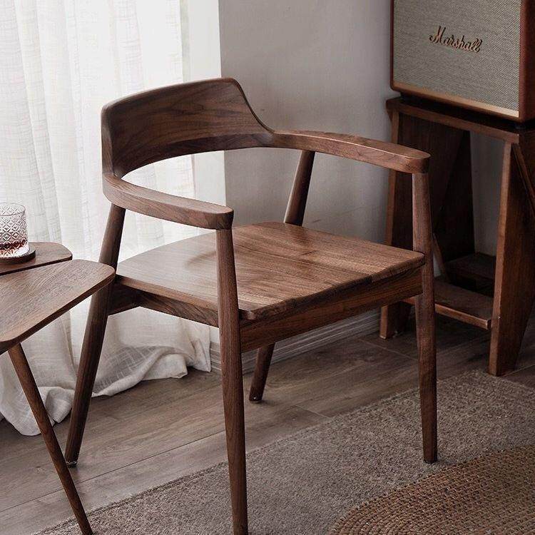 北欧黑胡桃木全实木休闲椅简约带扶手餐椅书椅小户型靠背椅轻奢椅,电子元器件市场,其它元器件,淘宝优惠券,粉丝福利购,淘宝优惠卷