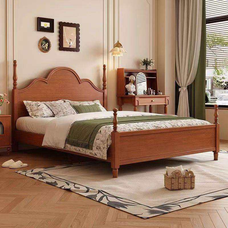 实木床民宿复古樱桃色现代简约法式1.8m双人床主卧室中古风储物床,电子元器件市场,其它元器件,淘宝优惠券,粉丝福利购,淘宝优惠卷